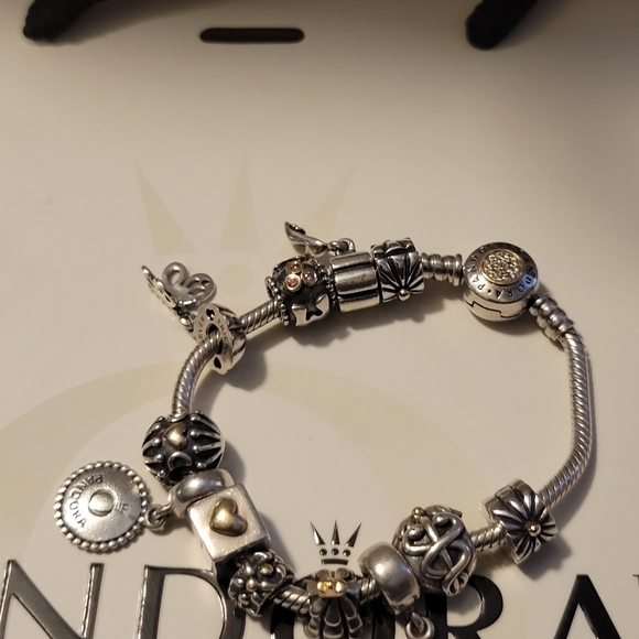 Pandora silver 14k Bracelet with silver 14k Charms. - Picture 4 of 5